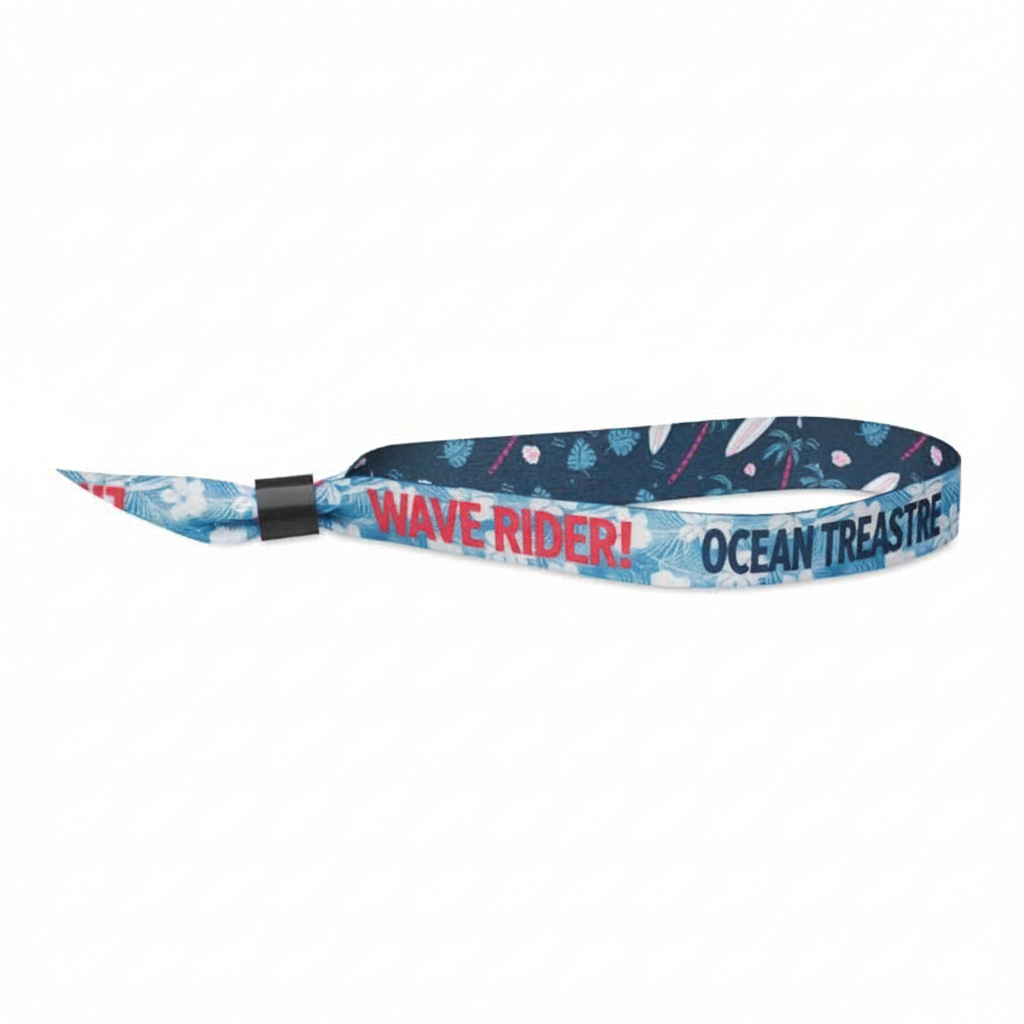 Pulsera publicitaria sublimada fabricada en poliéster